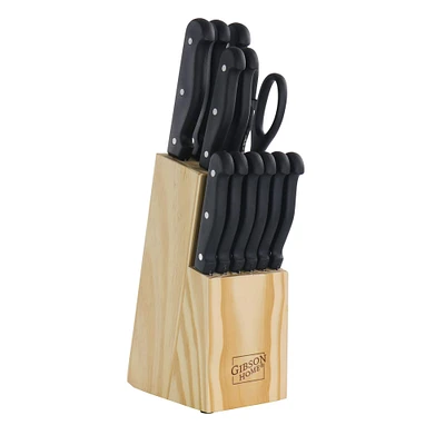 Gibson Home® Westover 13-Piece Black Stainless Steel Cutlery Set with Wood Storage Block