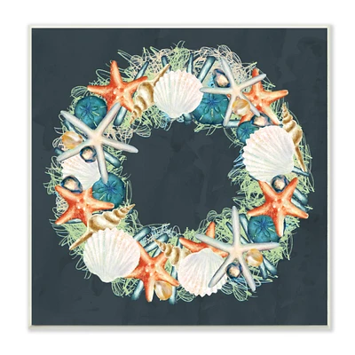 Stupell Industries Starfish and Nautical Sea Shell Wreath, 12" x 12"