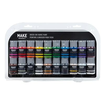 6 Packs: 20 ct. (120 total) Primary Brush-On Fabric Paint Set by Make Market®