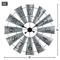 Galvanized Windmill Wall Clock