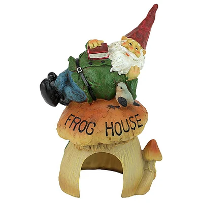 Design Toscano 10" Gnome Frog House Garden Statue