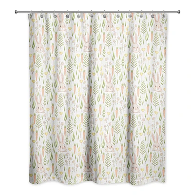 Bunny And Carrot Pattern Shower Curtain 71" x 74" Shower Curtain