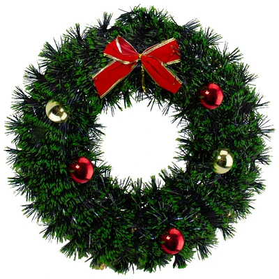17" Green Tinsel Artificial Christmas Wreath with Bow