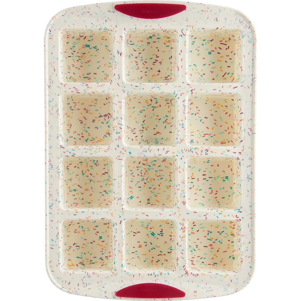 Trudeau® Structure Silicone™ 12-Cavity Confetti Fuchsia Brownie Pan