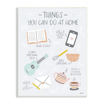 Stupell Industries Things To Do At Home Illustrated Self Care Guide Wall Plaque