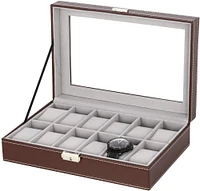 Pecan Brown Dozen Leather Watch Box