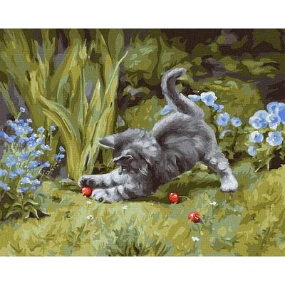 Playful Kitten Painting by Numbers Kit
