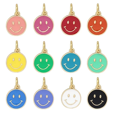 12 Pack: Enamel Smiley Face Charm Mix by Bead Landing™