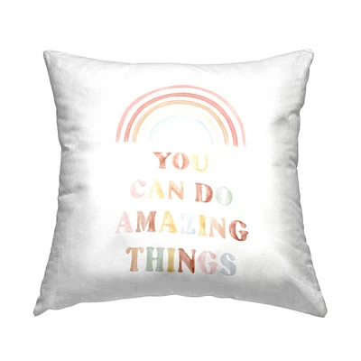 Stupell Industries You Can Do Amazing Things Pastel Rainbow Phrase Throw Pillow, 18" x 18"