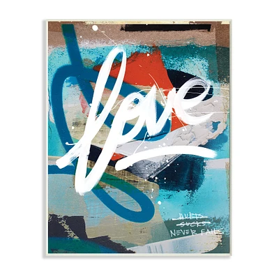 Stupell Industries Graffiti Love Text Modern Urban Blue Pattern Wall Plaque