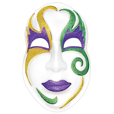 Mardi Gras White Jumbo 3D Face Mask Decoration