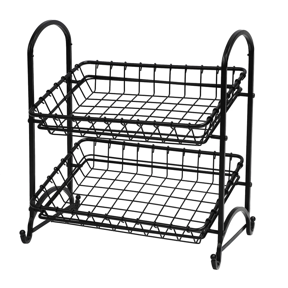 18.5" Black 2-Tier Metal Removable Baskets