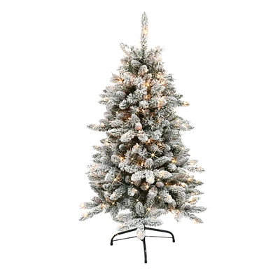 6 Pack: 4.5ft. Pre-Lit Flocked Bennington Fir Artificial Christmas Tree, Clear Lights