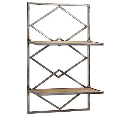 16" Wood & Metal Hanging Shelf Rack