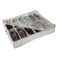 Simplify Gray 12 Pair Boho Print Under the Bed Shoe Storage Bag