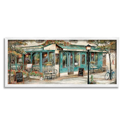 Stupell Industries European City Streets Traditional Restaurant Architecture Sidewalk Scene Framed Wall Art