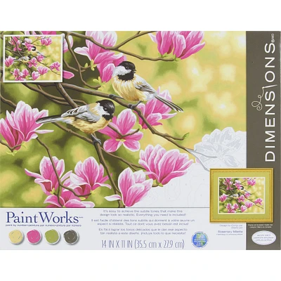  Dimensions® PaintWorks™ Chickadees & Magnolias Paint-by-Number Kit