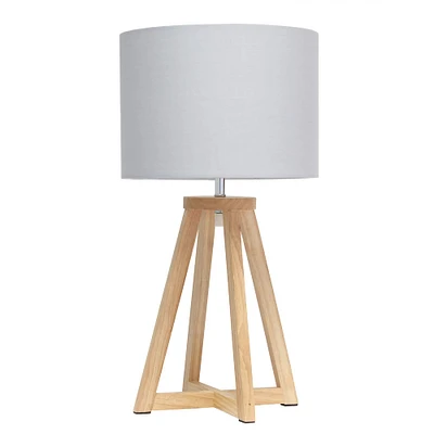 Simple Designs 19" Interlocked Triangular White Wood Table Lamp with Gray Shade
