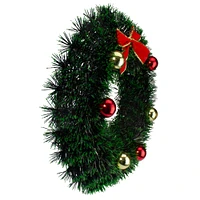 17" Green Tinsel Artificial Christmas Wreath with Bow