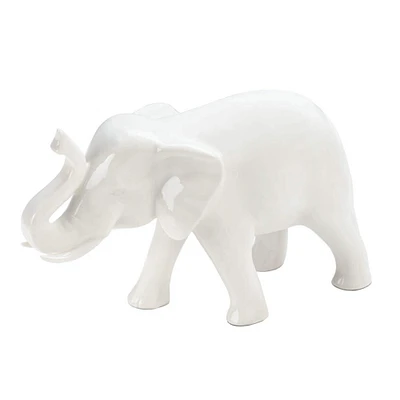 5" Sleek White Ceramic Elephant