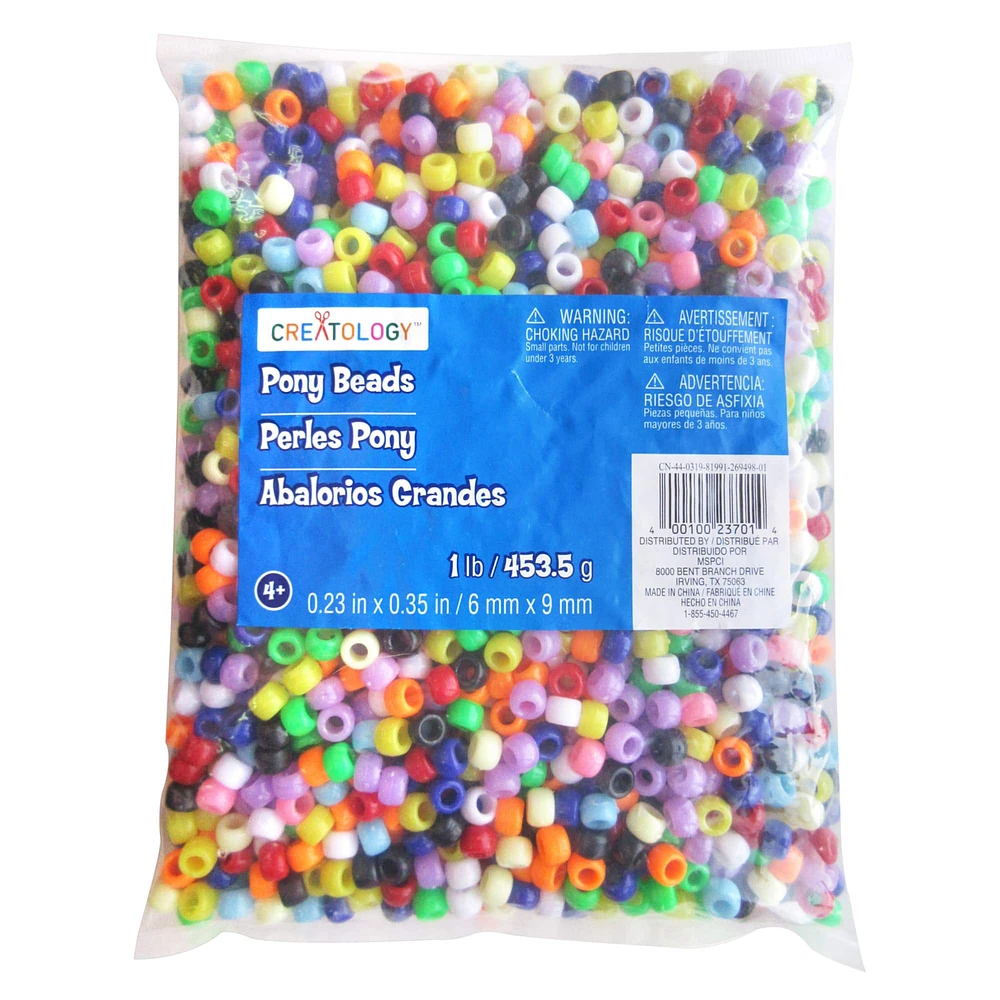 1lb. Multicolor Pony Beads by Creatology™, 6mm x 9mm