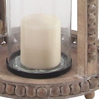 29" Brown Recycled Wood Natural Candle Holder Lantern