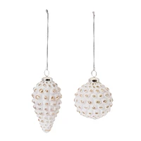 Whitewashed Gold Glass Drop & Ball Ornament Set