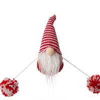 Glitzhome® 6ft. Red & White Fabric Christmas Gnome Garland, 2ct.