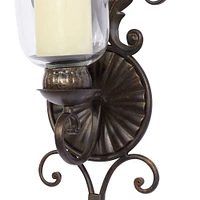 31" Gold Glass Rustic Candle Wall Sconce