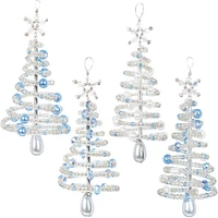 Solid Oak Nostalgic Christmas Frosty Christmas Trees Beaded Crystal Ornament Kit