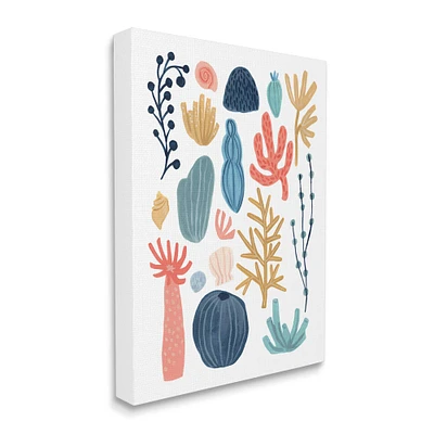 Stupell Industries Playful Sea Life Coral Red Yellow Blue Plants Canvas Wall Art