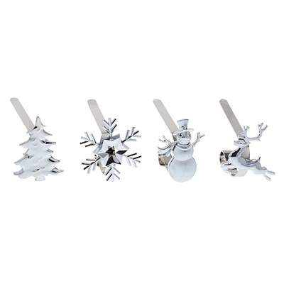 Original MantleClip® Silver Assorted Holiday Icons Stocking Holders, 4ct.