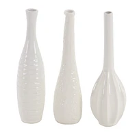 CosmoLiving by Cosmopolitan White Stoneware Modern Vase Set