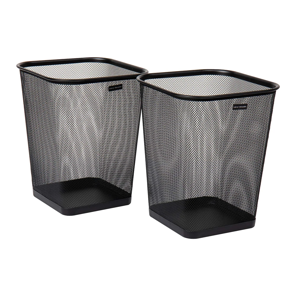 Mind Reader 2 Piece Square Metal Mesh Waste Basket Set