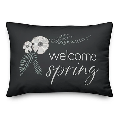 Welcome Spring Floral Pillow 14" x 20" Throw Pillow