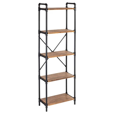 Honey Can Do Black 5-Tier Industrial Bookshelf