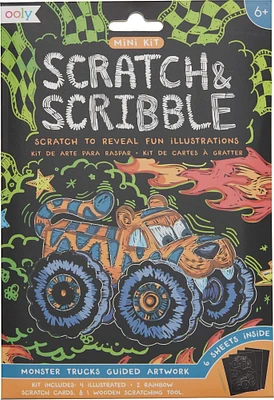 OOLY Mini Scratch & Scribble Monster Truck Art Kit