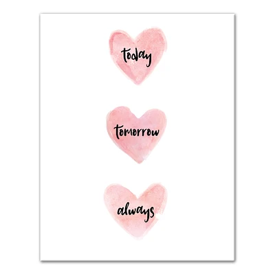 Today, Tomorrow, Always Hearts Canvas Wall Art