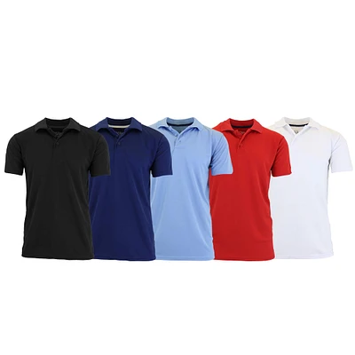 Galaxy by Harvic Moisture Wicking Short Sleeve Men's Polo Shirt 5 Pack