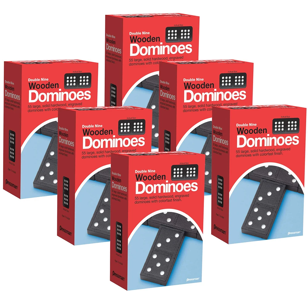 Pressman® Double Nine Wooden Dominoes Game Set, 6 Sets