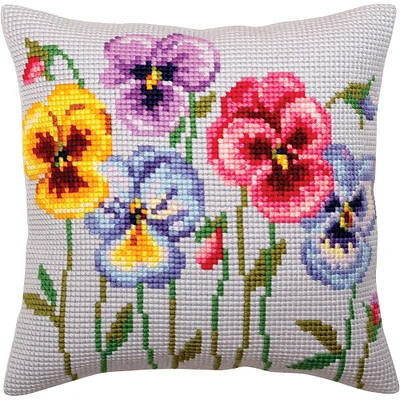 RTO Collection D'Art Pansies Stamped Needlepoint Cushion