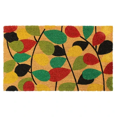 RugSmith Colorful Red Vine Machine Tufted Coir Doormat