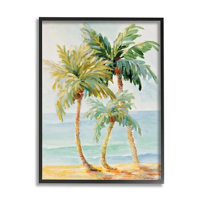 Stupell Industries Tropical Palm Trees on Coastal Beach Sand  in Black Frame Wall Art