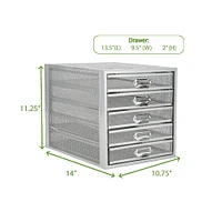 Mind Reader Silver 5 Drawer Heavy Duty Cabinet