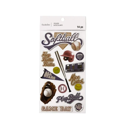 12 Pack: Softball Dimensional Stickers by Recollections™