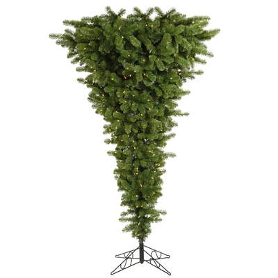 5.5ft. Green Upside Down Artificial Christmas Tree, Clear Dura-Lit Lights