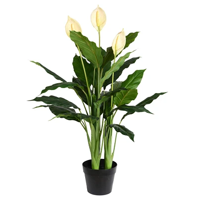 37" Artificial Green Peace Lily Real Touch Plant