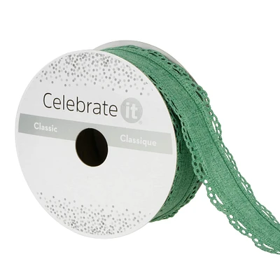 12 Pack: 1.5" x 4yd. Lace Edge Linen Wired Ribbon by Celebrate It™ Classic