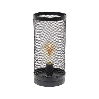 Simple Designs 13" Mesh Cylindrical Steel Table Lamp