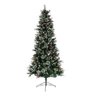 7ft. Unlit Frosted Pine & Berry Artificial Christmas Tree